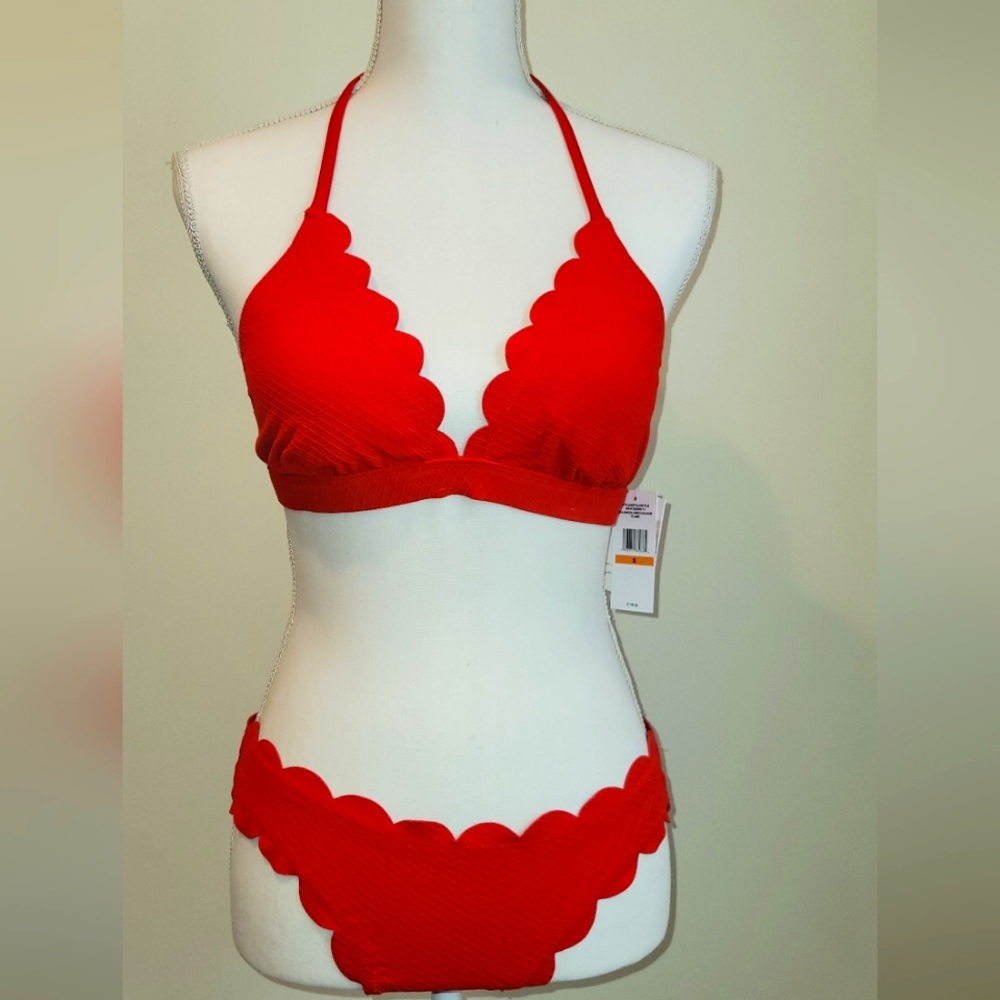 Jessica Simpson Red Scalloped Bikini,  NWT